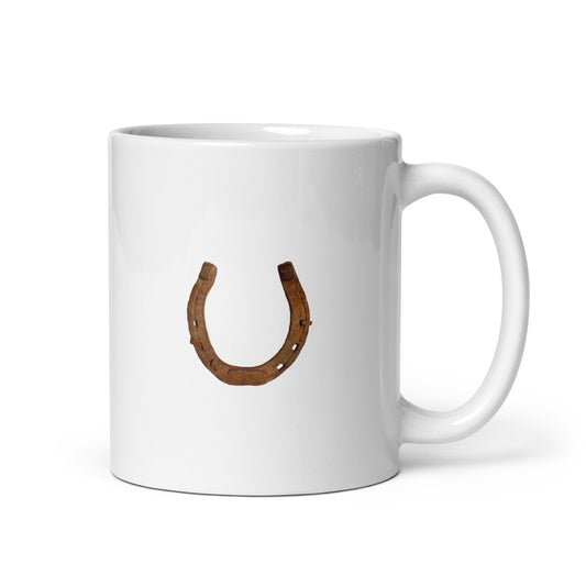 White glossy mug Horseshoe